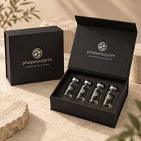 Kotak Peptida Kustom Dapat Didaur Ulang 2ml 3ml Kemasan Vial Peptida Tunggal Kotak Karton Hitam Magnetik dengan Slot untuk Kemasan Vial