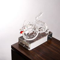 Brillante Feng Shui K9 cristal dragón Animal estatuilla tallada láser energía positiva suerte fortuna zodiaco chino artesanía