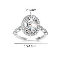 LINA 4,97 CTW Zeitloser Ovaler Moissanit-Verlobungsring Diamant-Halo Gedrehtes Band Rhodium/Platin Beschichtet 925 Silber Hochzeit