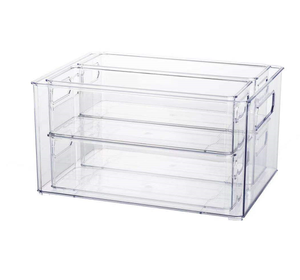 Set Of 5 Stackable Clear Plastic Refrigerator Organizer Food Storage Bins