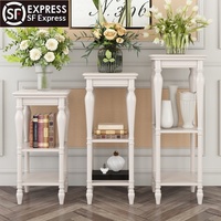 Support à fleurs et étagère de rangement à trois niveaux en bois de hêtre massif, style campagnard américain, pour salon et balcon