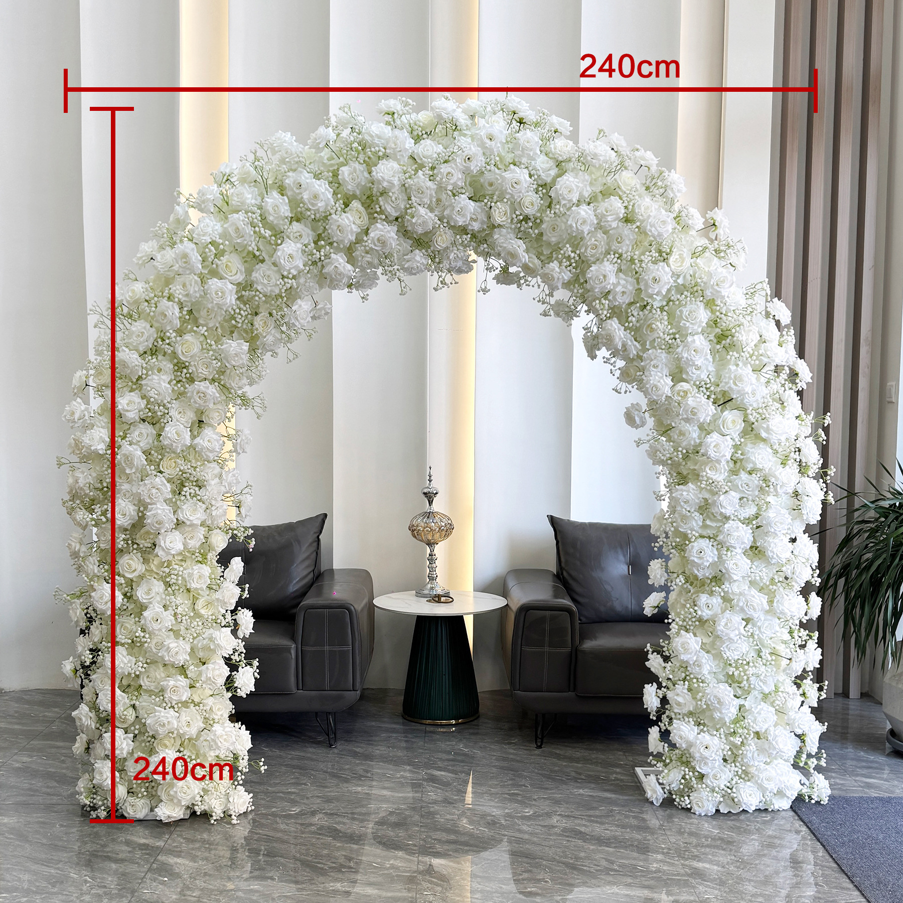 Arco de estrella rosa de 2,4*2,4 m (estante floral de un solo lado)