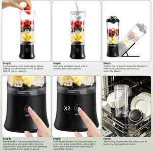Blender portable pour commande en gros, 6 lames, tasse à jus portable, rechargeable par USB, petit blender sans fil pour voyage et salle de sport - Product Image 3