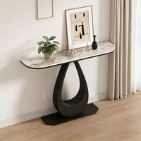 Console d'entrée de style italien, luxe léger, plateau en pierre frittée, structure métallique, démontable, compacte, à poser au mur