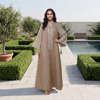 Alya 2026 – Nouvelle Abaya de fête pour femme, manches longues, sequins, maille, broderie magnifique, polyester/spandex, style islamique, faible MOQ