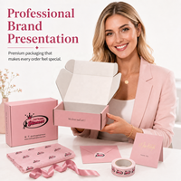 Boîte d'emballage en carton ondulé rose pour maquillage et cosmétiques, personnalisée, en gros, pour expédition et envoi postal