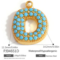 Breloques Lettres Initiales A-Z en Acier Inoxydable Plaqué Or avec Pierres Turquoises Tendance pour Fabrication de Bijoux DIY