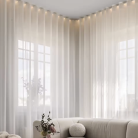 Rideaux sur mesure pour salon, style rustique, semi-occultants, à anneaux ondulés, en lin mélangé, texture tissée, voilages