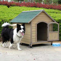 Nichoir de luxe en bois massif pour chien, résistant aux intempéries, avec fenêtre et porte coulissante, pour grands chiens, utilisable toute l'année