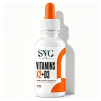 Formule OEM de gouttes de vitamine K2 D3 avec 200 mcg de K2 et 250 mcg de D3 dans de l'huile de coco pour le soutien osseux et immunitaire