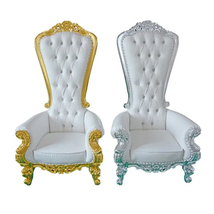 A buon mercato di alta qualità di lusso con schienale alto royal red white fabric king throne gold wedding chair sedie in metallo per hotel