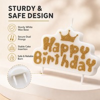Bougie Lettre Joyeux Anniversaire Dorée Scintillante Couronne pour Décoration de Gâteau de Fête d'Anniversaire – Approvisionnement Direct Usine