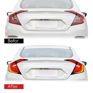 ไฟท้าย LED AURON สำหรับรถยนต์ ปี 2015-2016  วัสดุ ABS สีแดง  แบบ Retrofit อัพเกรด พร้อมไฟ Daytime Running Light สีเหลืองขาว 12V - Product Image 2