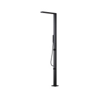 Robinet de douche de jardin autoportant en acier inoxydable LANO 304, finition brossée, noir, pour piscine extérieure