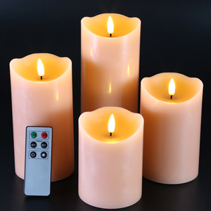 La décoration d'intérieur à piles de Matti Slant Top Light Pink Pillar Remote Control Paraffin Wax Flameless LED Candles - Product Image 6