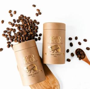 Eco-Friendly Kraft Paper Coffee Tube With Gold Foil Logo Recyclable Cylindrical Canister For Coffee Beans Storage - Product Image 4