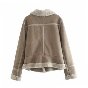 Chaqueta Bomber de Motociclista para Mujer, Elegante, Corta, de Satén Sintético, Personalizable, con Doble Botonadura, Piel de Oveja Sintética - Product Image 2