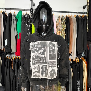 เสื้อฮู้ดดี้ทรงหลวมคุณภาพสูงแบบโอเวอร์ไซส์ ตกแต่งด้วยแพทช์ แอพพลิเคชั่น ทรงครอป บ็อกซี่ สำหรับผู้ชาย ผู้ผลิตเสื้อฮู้ดดี้แบบย้อมสีเอซิด - Product Image 3