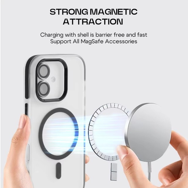 For for Compatible 17 16 Luxury Magnetic Wireless Charging TPU+PC Material Transparent Shockproof Mobile Phone Case Magnetic