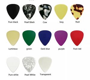 Médiators de guitare populaires avec logo personnalisé, épaisseurs 0.46, 0.6, 0.71, 0.81, 0.88, 0.96, 1.0, 1.2 et 1.5 mm en celluloïd - Product Image 1