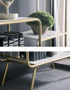 Modern lüks altın paslanmaz çelik <span class=keywords><strong>Bookrack</strong></span> ile yerden tasarruf paneli ahşap tarzı oturma odası ev Bar yemek otel kullanımı için - Product Image 6