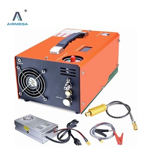 Compresor de aire portátil AIRMega PCP de 12V HPA con manómetro para inflar equipos de buceo - Product Image 2