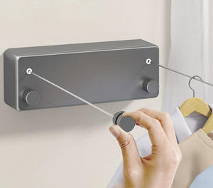 Pas de perceuse extensible mural étendoir à <span class=keywords><strong>linge</strong></span> rétractable Double corde <span class=keywords><strong>fil</strong></span> de cintre à <span class=keywords><strong>linge</strong></span> pour balcon - Product Image 2