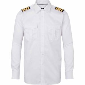 Short Long Sleeve Homens Mulheres Ombro Dragonas Camisas Brancas + Calças Pretas Custom Airline Piloto Camisa Conjunto Uniforme - Product Image 3