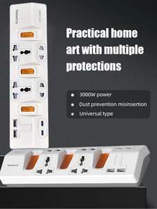 Nuevo en 2024, Serie PRIMA Universal, 4 Puertos USB de Carga Rápida, Cable de Extensión de 2 m, Interruptor de Sobrecarga, Protector de Sobretensión de 13 A, Regleta de Enchufes - Product Image 5