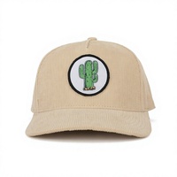 Casquette de baseball OEM 5 panneaux réglable, sportive et de haute qualité, en velours côtelé, avec logo brodé personnalisé, vente en gros
