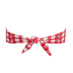 Maillots <span class=keywords><strong>de</strong></span> <span class=keywords><strong>bain</strong></span> personnalisés pour femmes : Bikini sexy brésilien bandeau à nouer, motif Gingham, avec anneau en bois sur le devant, vente en gros - Product Image 6