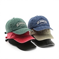 Gorra de béisbol unisex ajustable de 6 paneles con bordado de letras desgastadas y lavadas, de PVC, para deportes al aire libre y protección solar.