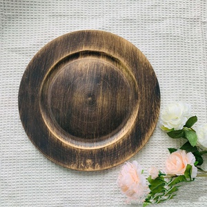 Plateaux ronds à motif de grain de bois multicolores à double placage Matériau sûr Cadeaux en gros Bol à fruits Assiettes décoratives pour chargeur - Product Image 6