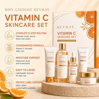 Ensemble de soins de la peau à la vitamine C, 5 pièces : nettoyant, tonique, sérum, lotion, crème hydratante, éclaircissante, illuminatrice, blanchissante, étiquette privée OEM ODM