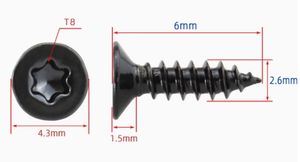 Vis autotaraudeuse à tête fraisée plate T10 torx en acier inoxydable noir à revêtement électronique LeGood M3X6mm - Product Image 5