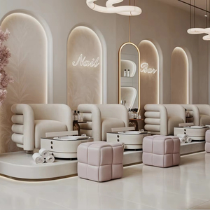 Conjunto de Sillas de Barbería para Salón al por Mayor |   Estación de Peinado Moderna para Renovación de Salones de Belleza Comerciales - Product Image 1