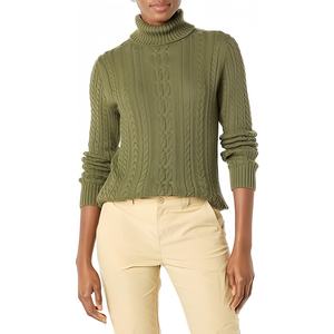 100% laine ODM femmes Premium décontracté couleur unie à manches longues mince tricot fourrure manchette col roulé <span class=keywords><strong>pull</strong></span> doux côtes bas hiver - Product Image 5