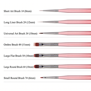 Ensemble de 7 pinceaux flexibles en nylon PBT pour nail art, outils de manucure pour extension de gel UV, fournitures en gros pour salons de manucure - Product Image 6