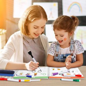 Cahier de calligraphie réutilisable pour enfants de <span class=keywords><strong>5</strong></span> à 7 ans, nouveau design, style dessin animé bleu, avec stylo magique pour la pratique de l'écriture manuscrite - Product Image 1