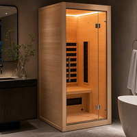 Salle de sauna infrarouge avancée pour 1 personne, en cèdre rouge, spectre complet, faible EMF, chauffage, spa à domicile, système de relaxation et de soulagement du stress