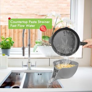 THEONE Silicone Pasta Strainer And Drain Basket Dishwasher Safe <strong>Colander</strong> With Spout For Fruits &amp; Vegetables Kitchen Essentials