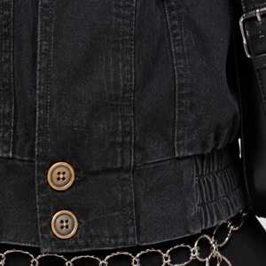 <span class=keywords><strong>Chaqueta</strong></span> Vaquera para Mujer con Cuello Alto - Abrigo Corto Informal, Prenda Exterior de Mezclilla de Algodón Vintage para Otoño - Product Image 6