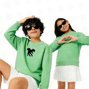 Pull-over en molleton de coton personnalisé pour enfants, filles et garçons, avec impression en relief et broderie personnalisée, coupe décontractée, vente en gros - Product Image 3