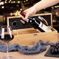 Boîte à vin avec ensemble d'accessoires pour le vin cadeau de vin pour hommes et femmes boîte de rangement en bambou ensemble d'outils