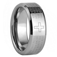 Laser kreuz und Bibel ring Herren Herren Gebets ringe Schwarze Wolfram karbid ringe