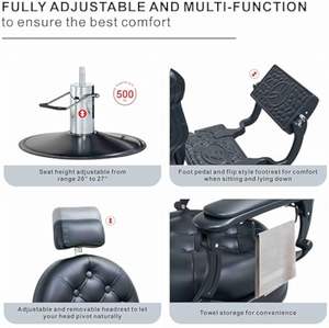 Profesyonel vintage kuaför salon mobilya dayanıklı berber kahverengi beyaz altın yeşil gri yıkama berber koltuğu - Product Image 4