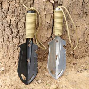 Pelle de jardinage pliable multifonction légère en acier avec clé noire pour la survie en extérieur, le camping et la randonnée Bushcraft - Product Image 1