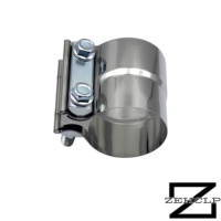 Collier de serrage double tuyau réglable en acier inoxydable 304 poli de 2,0 pouces haute performance, à joint superposé, anti-fuite