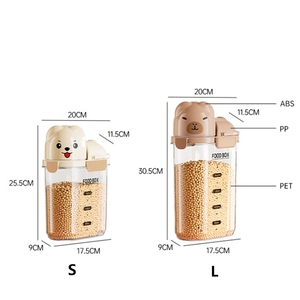 Cute Bear Airtight Food <b>Storage</b> <b>Container</b>, Large Kitchen Pantry Organizer for Cereal & Pet Food, Transparent Dry Grain Dispenser - Product Image 2