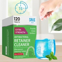 Comprimés effervescents en silicone de marque Sinje, 120 pièces, pour le nettoyage des prothèses dentaires, le blanchiment des dents et l'entretien des appareils orthodontiques.